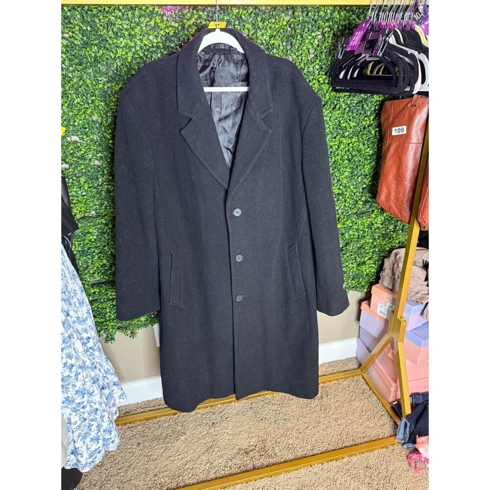 London Fog Black Wool Blend Overcoat